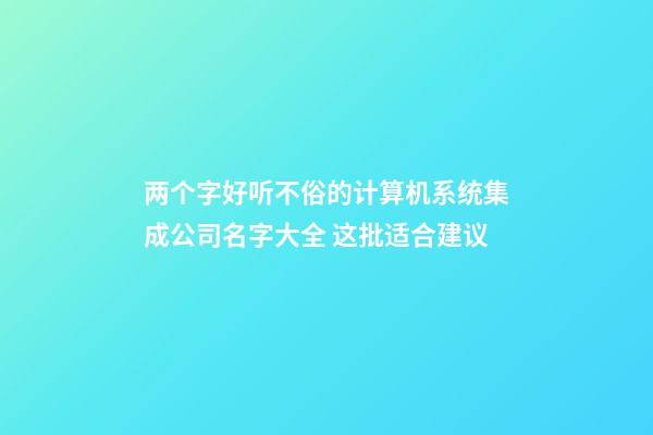 两个字好听不俗的计算机系统集成公司名字大全 这批适合建议